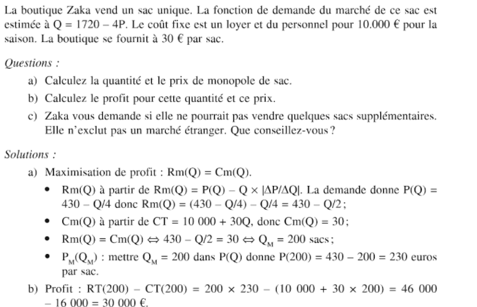 exercice monopole