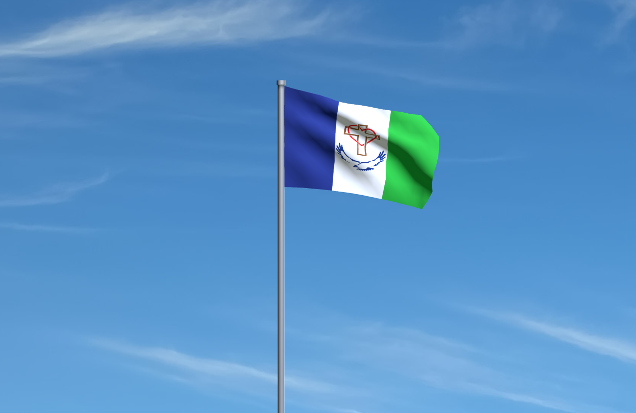 drapeau charlésien au vent dans un beau ciel bleu