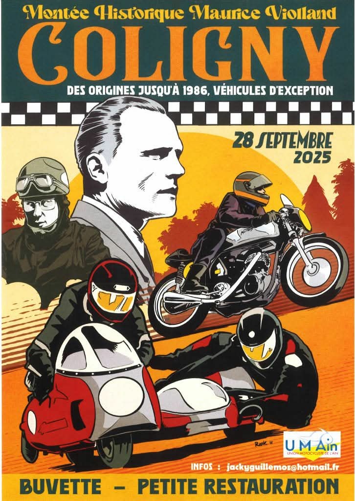 Montée Historique Motos et Side-cars Anciens à Coligny.