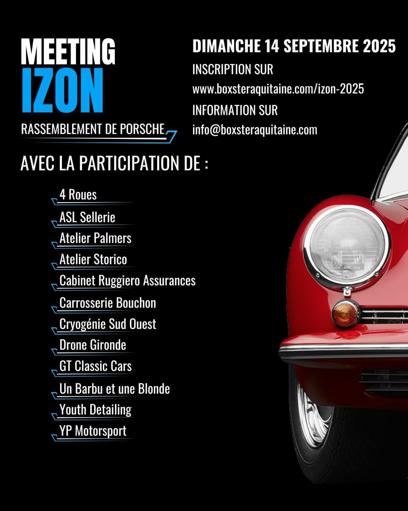 Rassemblement Porsche à Izon.