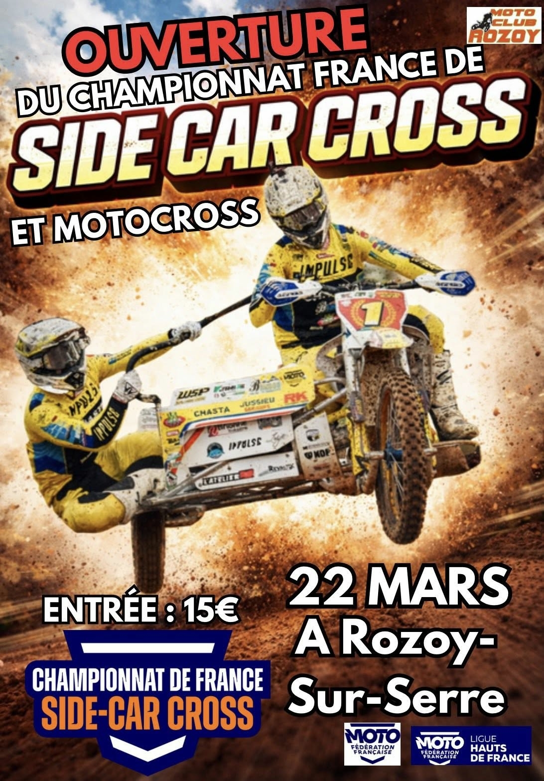 Championnat de France de Side-Car-Cross à Rozoy-sur-Serre.